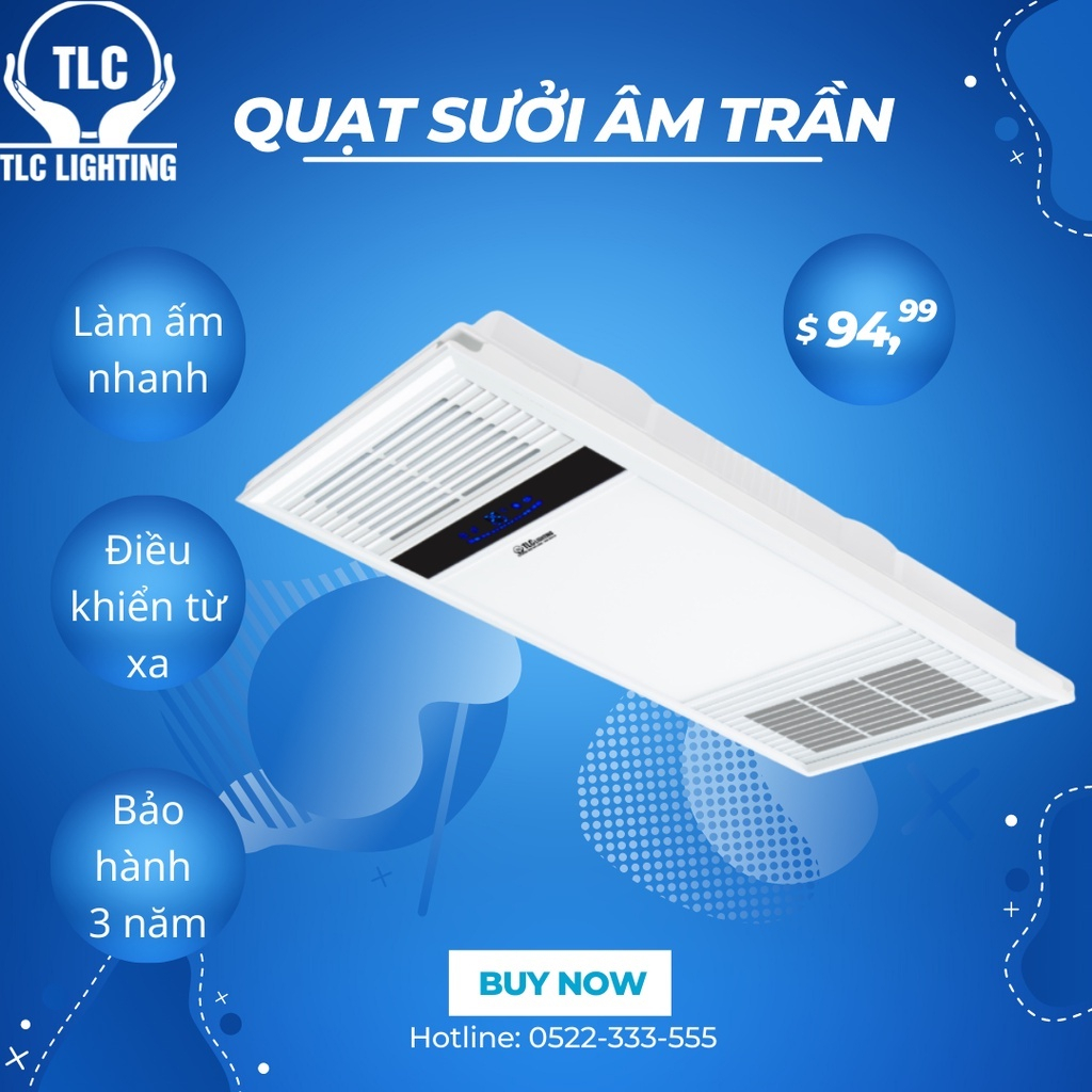 Quạt sưởi âm trần đa năng KAW-TLC, đèn sưởi nhà tắm làm ấm, làm mát, chiếu sáng bảo hành chính hãng 3 năm