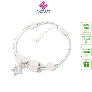 Vòng đá Moonstone thiên nhiên phối charm bạc ngôi sao - Ancarat