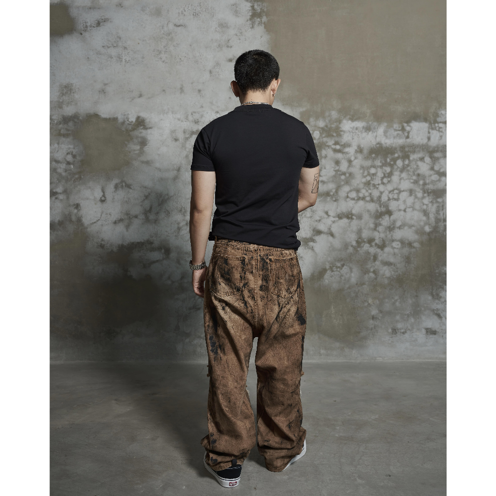 DIRTY COATING BAGGY JEANS -QUẦN BAGGY JEANS WASH ĐEN DƠ CUSTOM RÁCH
