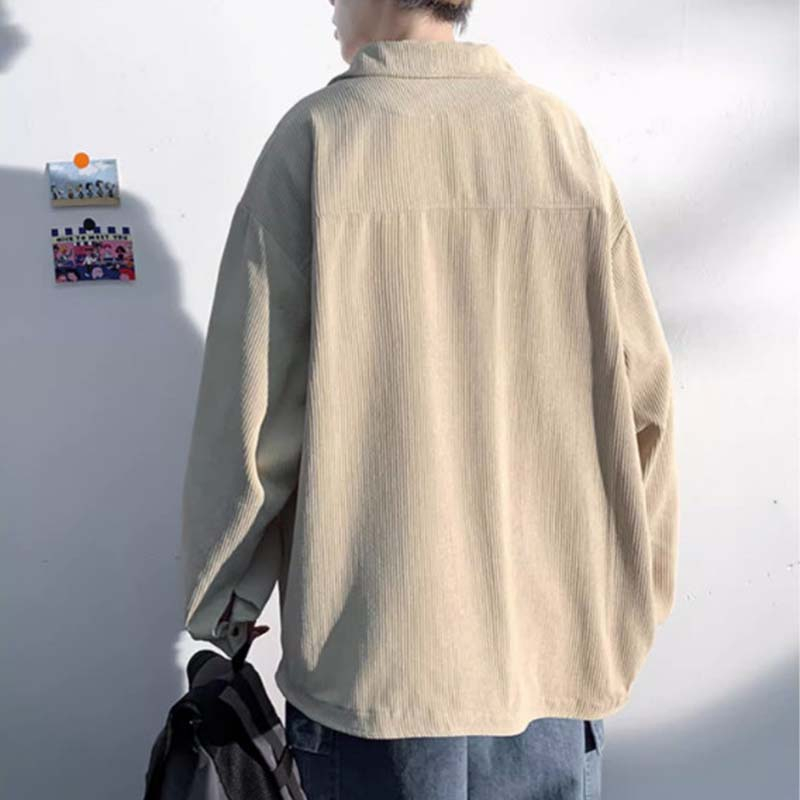 Áo Sơ Mi Nhung Tăm Dài Tay Nam Nữ Kiểu Dáng Màu Trơn Basic Phong Cách Ulzzang Thời Trang Zenkonu SO MI NAM 040