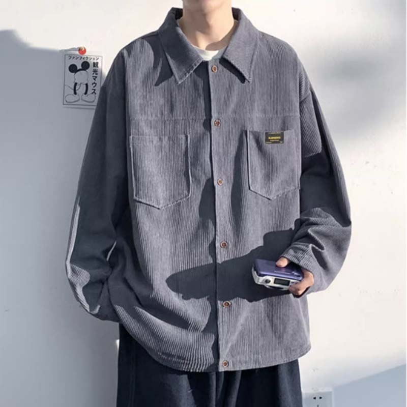 Áo Sơ Mi Nhung Tăm Dài Tay Nam Nữ Kiểu Dáng Màu Trơn Basic Phong Cách Ulzzang Thời Trang Zenkonu SO MI NAM 040