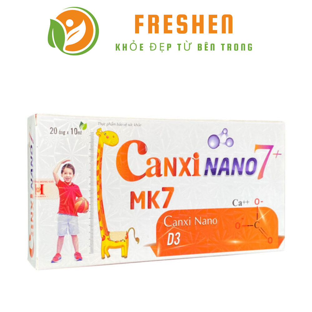 Hộp 20 ống Canxi Nano 7+ bổ sung canxi, giúp xương chắc khỏe và hỗ trợ tăng chiều cao cho trẻ