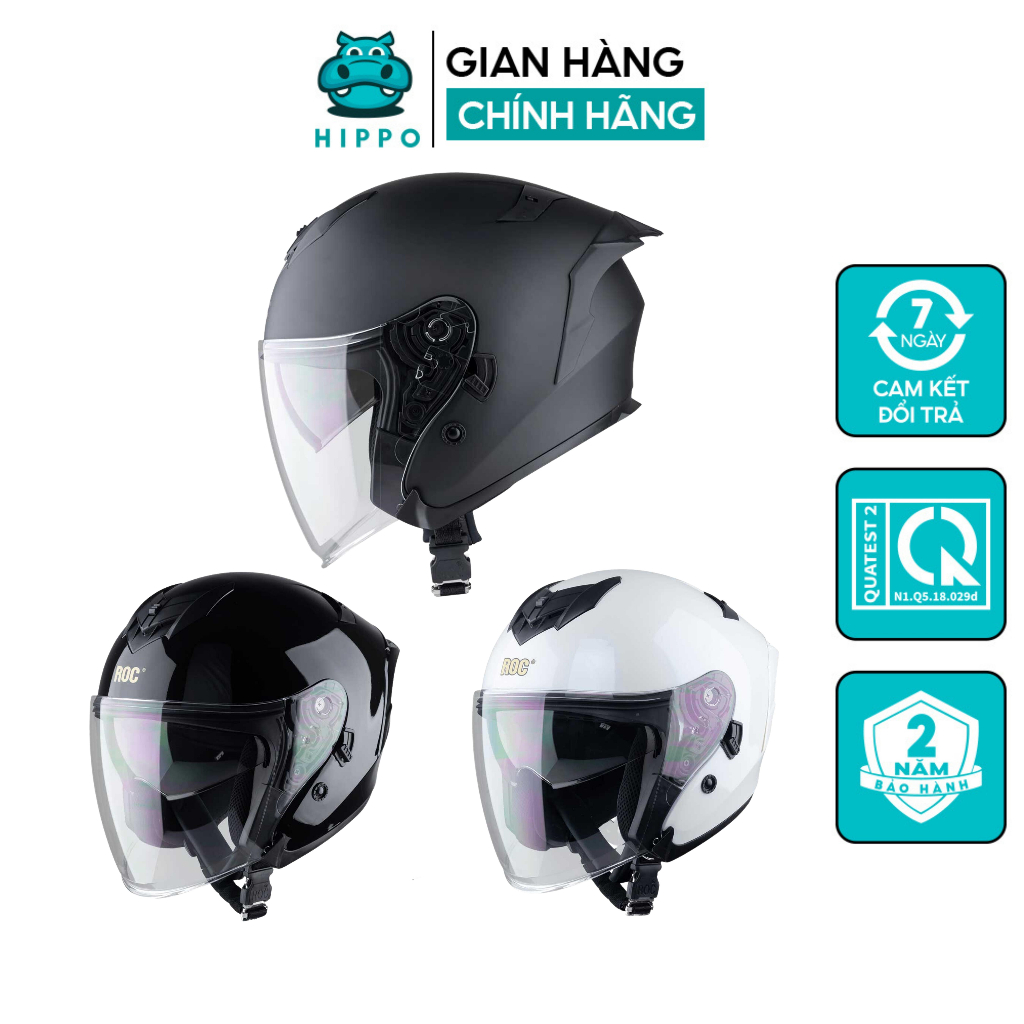 Mũ bảo hiểm 3/4 2 kính ROC 09 nhiều màu kiểu dáng thể thao cực ngầu - Hippo Shop