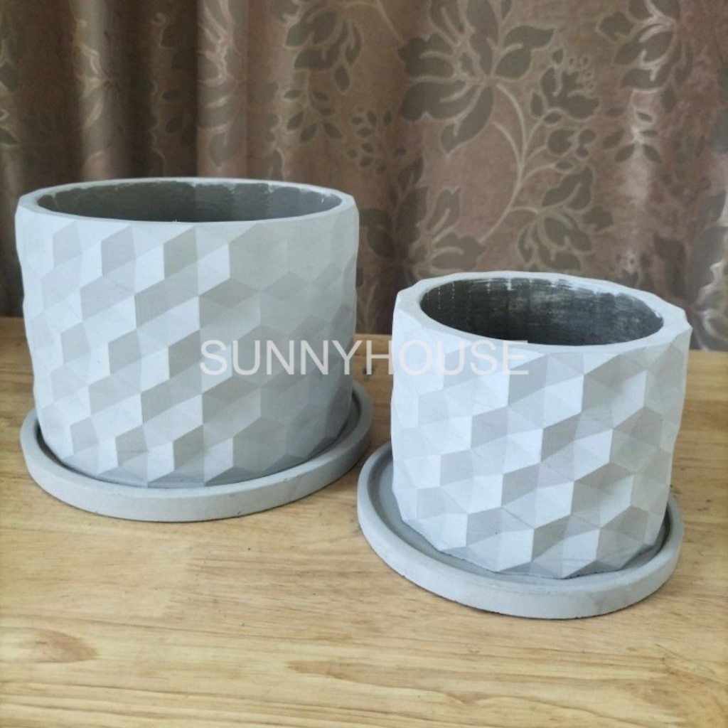 Set 2 Chậu cây xi măng SeeArt, hàng chính hãng , phù hợp mọi loại cây cảnh trong và ngoài nhà , văn phòng, quán cà ph