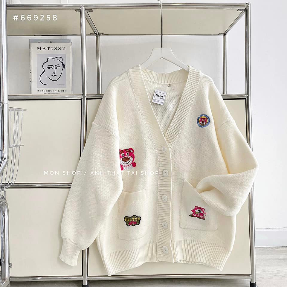 Cardigan len thêu gấu, thêu chữ 668945, 668946, 559257, 669258