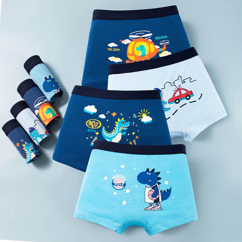 Combo 4 quần sịp đùi, quần lót cho bé trai cotton thoáng mát hình ngộ nghĩnh dễ thương
