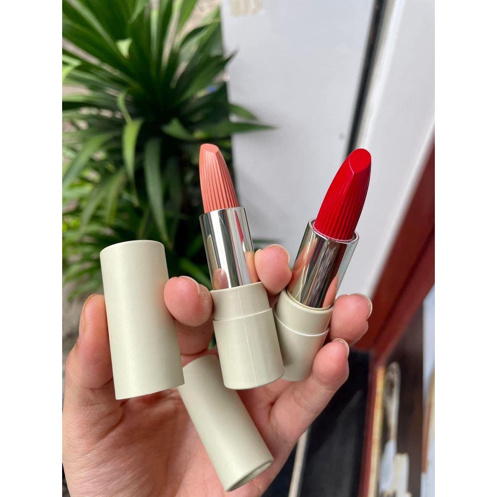 KIKO Green Me Creamy Lipstick - Son hữu cơ kiko màu 02 cam đào, 03 đỏ cam