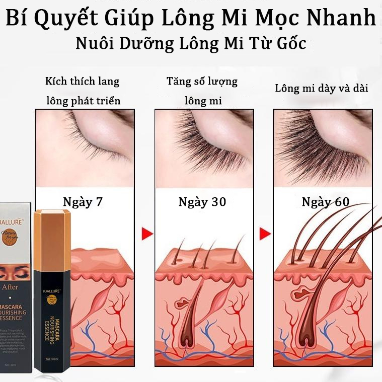 Tinh chất dưỡng mi dài IUALLURE 10ml dưỡng mi giảm gãy rụng mọc dài dày hơn cong tự nhiên không gây thâm mắt