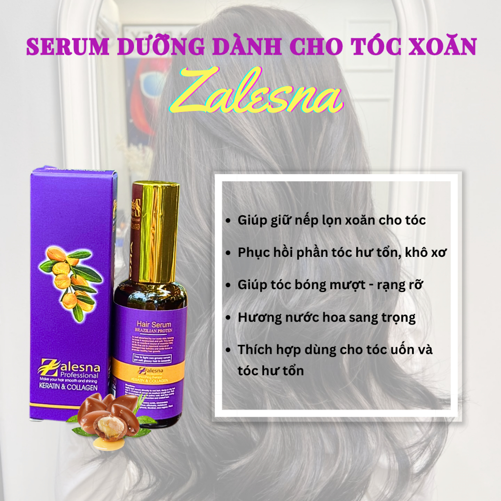 Tinh dầu dưỡng tóc ,siêu bóng zalesna agran oil chai màu tím 80ml