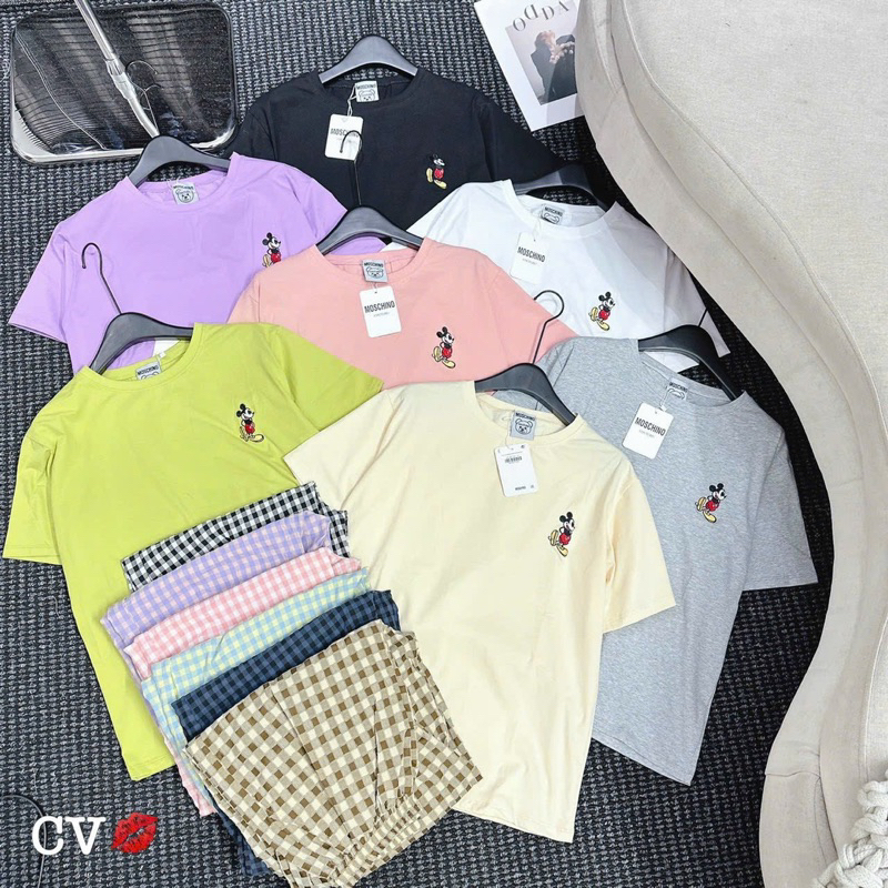 Bộ Cotton Quần Kẻ Đũi Hoạ Tiết Thêu Siêu Xinh