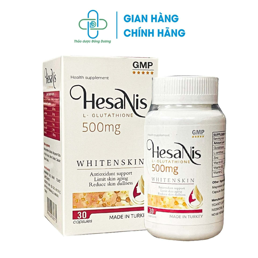 Viên uống Hesanis ( Glutathion , Orthinin, Vitamin C) Thổ Nhĩ Kì - Hỗ trợ làm sáng da, trẻ hóa làn da