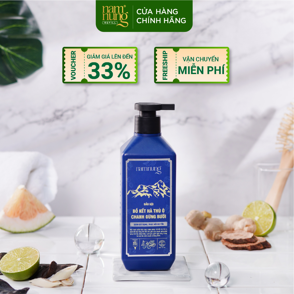 Dầu gội bồ kết thảo dược Nam Nung ngăn ngừa gàu giúp tóc chắc khỏe, suôn mượt 500ml