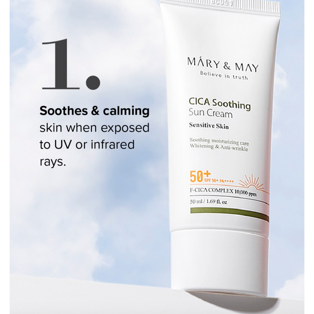 Kem chống nắng hoá học, dịu da MARY & MAY CICA SOOTHING SUN CREAM