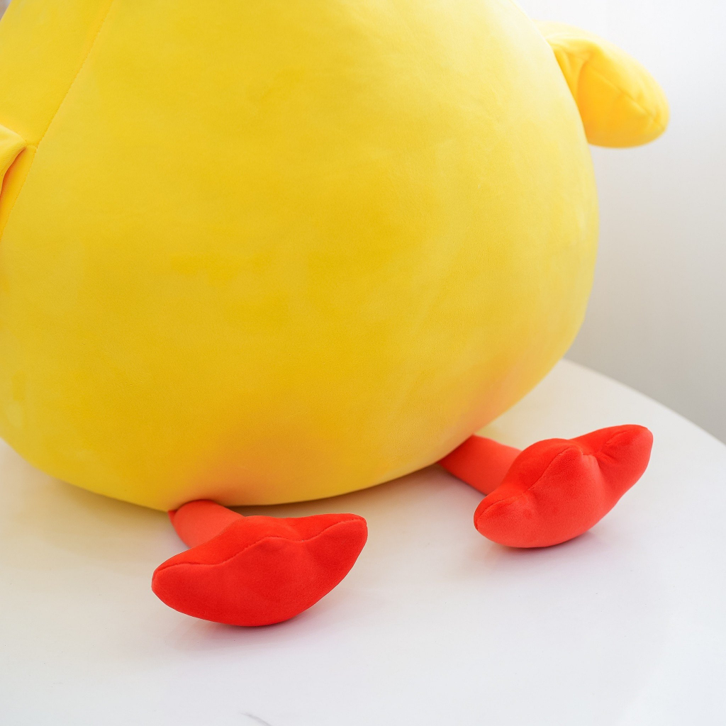 Gấu Bông Gà Bụng To Đội Hoa Ngộ Nghĩnh Đáng Yêu, Thú Nhồi Bông Hình Gà Con Mập Tròn Mềm Mại Làm Gối Tựa Vua Gấu Bông