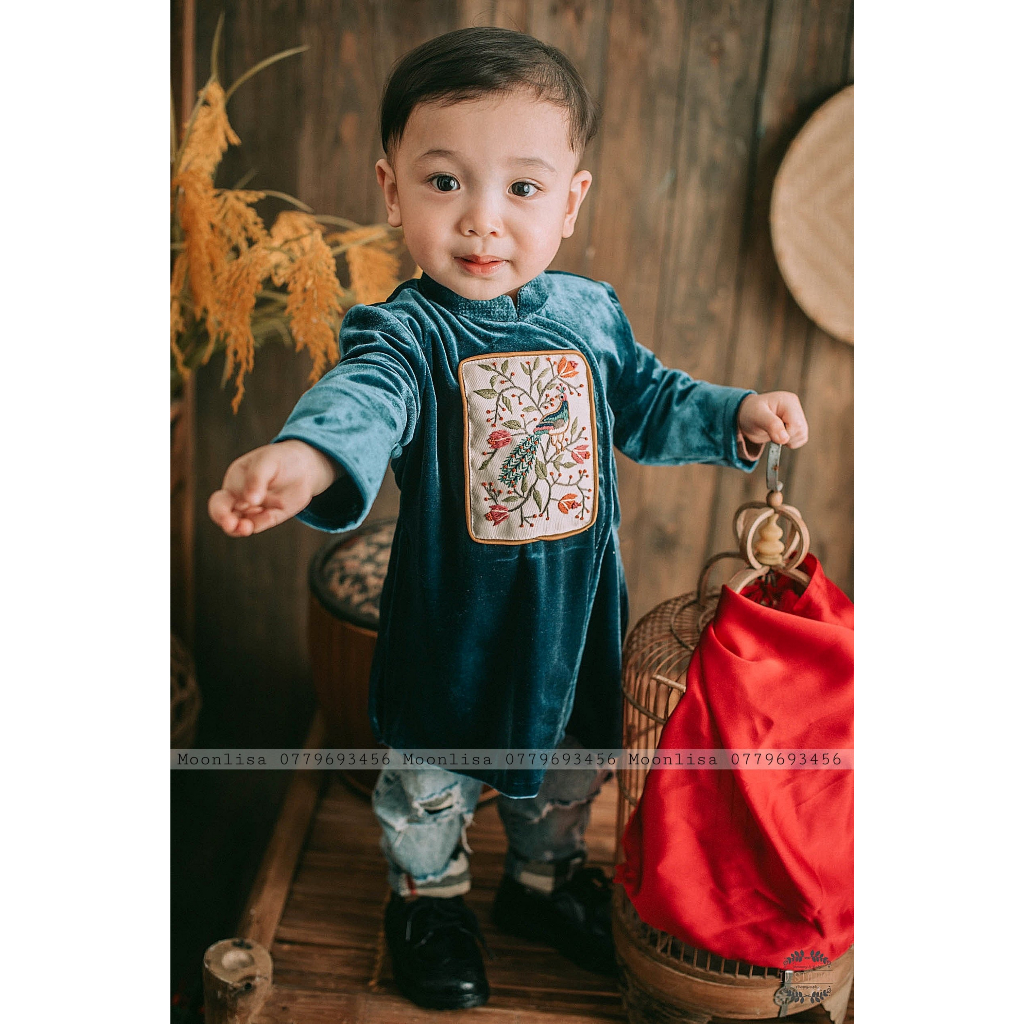 Áo dài thêu công cho bé trai Sản Xuất Trực Tiếp MOONLISA