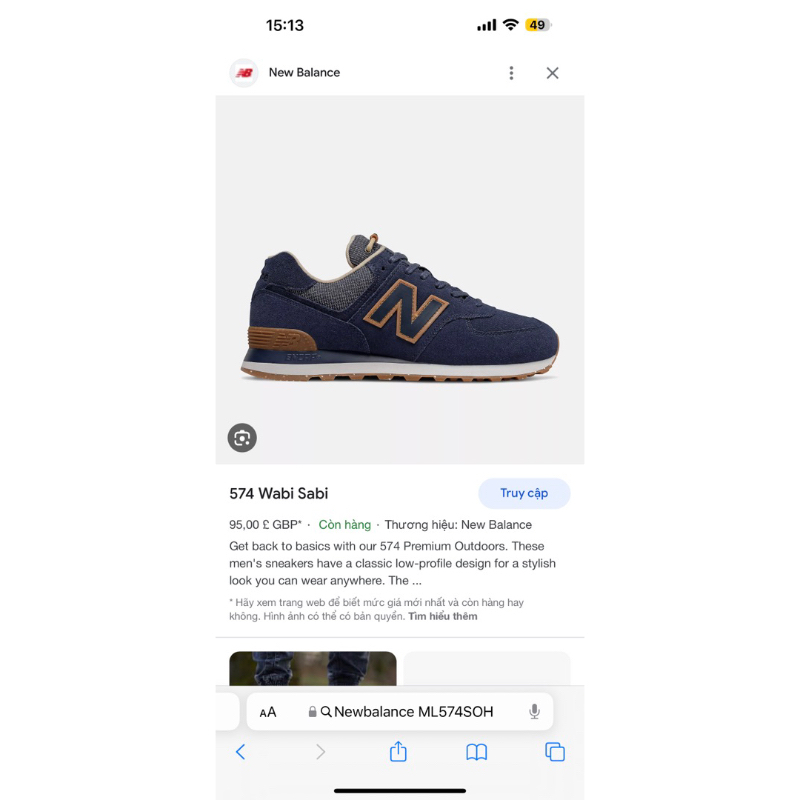 Giày Newbalance 574 chính hãng Fullbox size 41.5