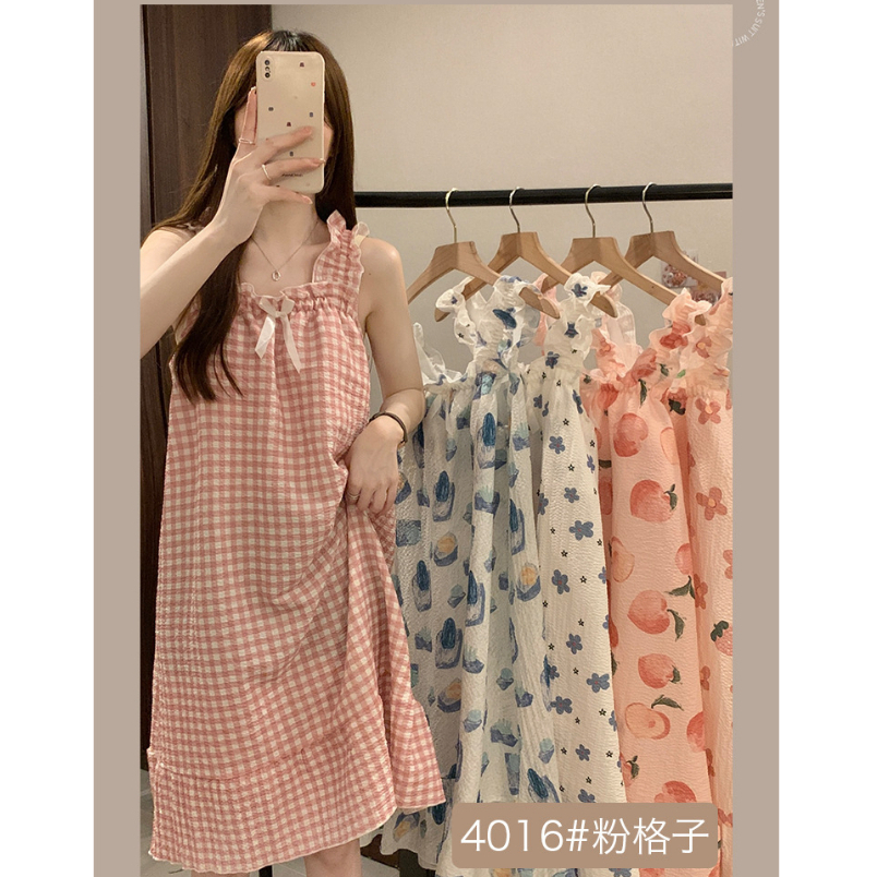 Váy Ngủ Nữ Hai Dây Bèo Họa Tiết Xinh Xắn Hàng QC Cao Cấp Chất Mềm Mát, Có Đệm Ngực [VN2307] | BigBuy360 - bigbuy360.vn