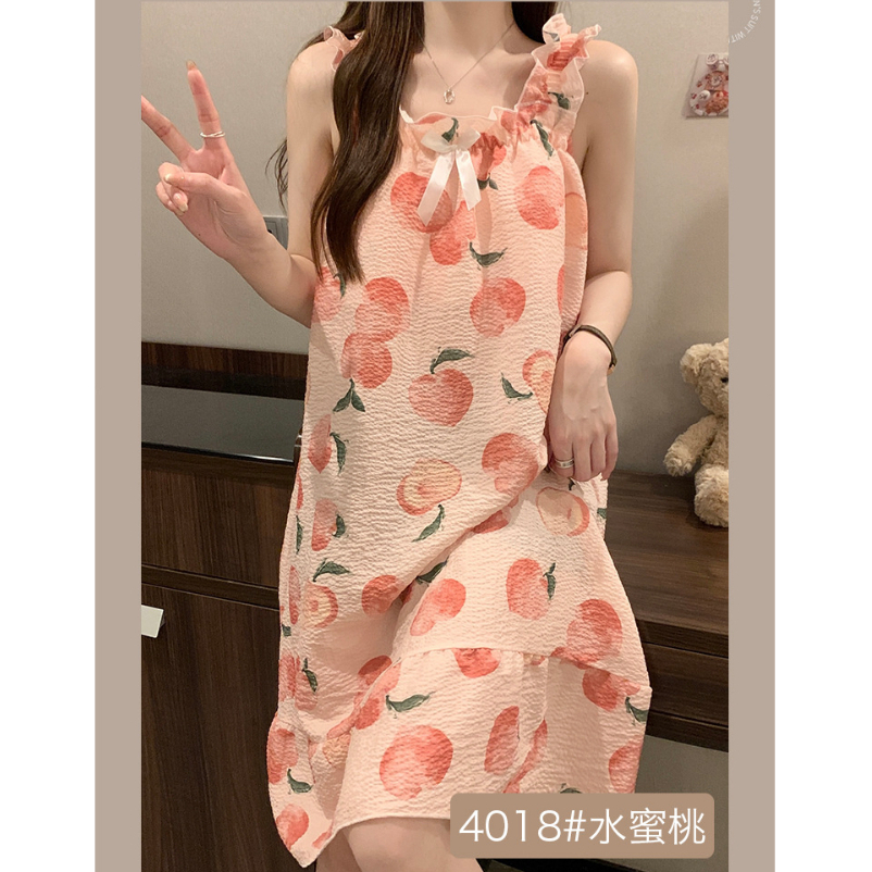 Váy Ngủ Nữ Hai Dây Bèo Họa Tiết Xinh Xắn Hàng QC Cao Cấp Chất Mềm Mát, Có Đệm Ngực [VN2307] | BigBuy360 - bigbuy360.vn