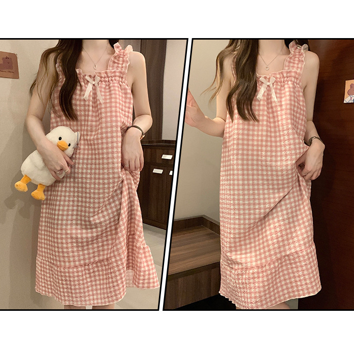 Váy Ngủ Nữ Hai Dây Bèo Họa Tiết Xinh Xắn Hàng QC Cao Cấp Chất Mềm Mát, Có Đệm Ngực [VN2307] | BigBuy360 - bigbuy360.vn