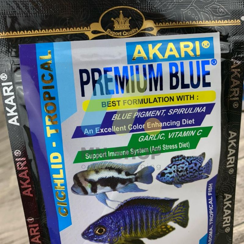 Cám Cá Lóc AKARI BLUE , Hỗ trợ tăng màu xanh dương  cho các dòng lóc lạnh như Nữ Hoàng, Andrao, Pulchra,...