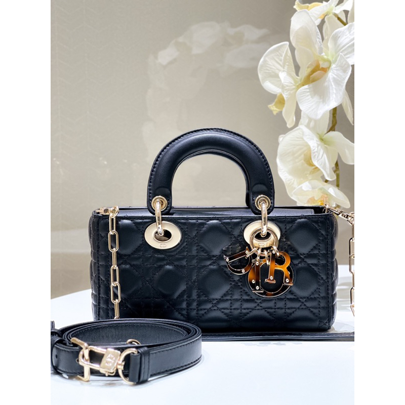 Túi Dior Lady D-Joy Limited Like Au Charm CD Đồi Mồi Nhập Khẩu Da Cừu Lót Da Lộn Nguyên Miếng 22cm