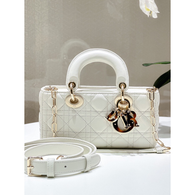Túi Dior Lady D-Joy Limited Like Au Charm CD Đồi Mồi Nhập Khẩu Da Cừu Lót Da Lộn Nguyên Miếng 22cm