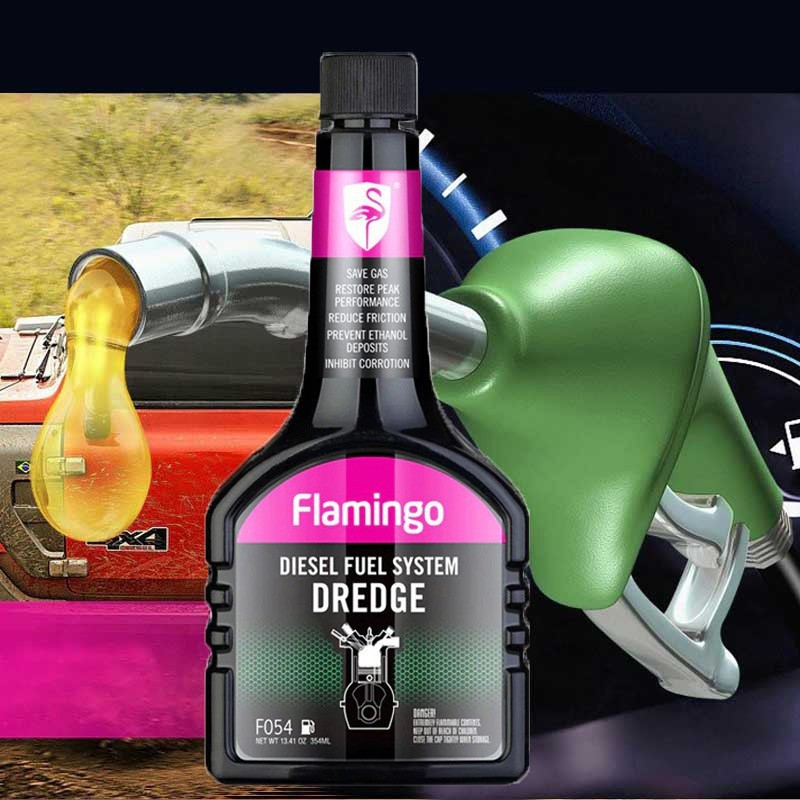 Vệ sinh buồng đốt kim phun động cơ ô tô, Phụ gia Dầu Flamingo F054 Diesel Fuel System Dredge dung tích 354ml