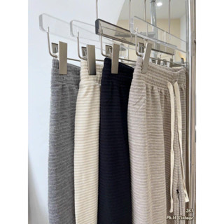  quần len ống rộng dáng suông nữ   mùa thu đông vải co giãn  mềm mịn mượt  cạp chun lưng cao có dây rút 