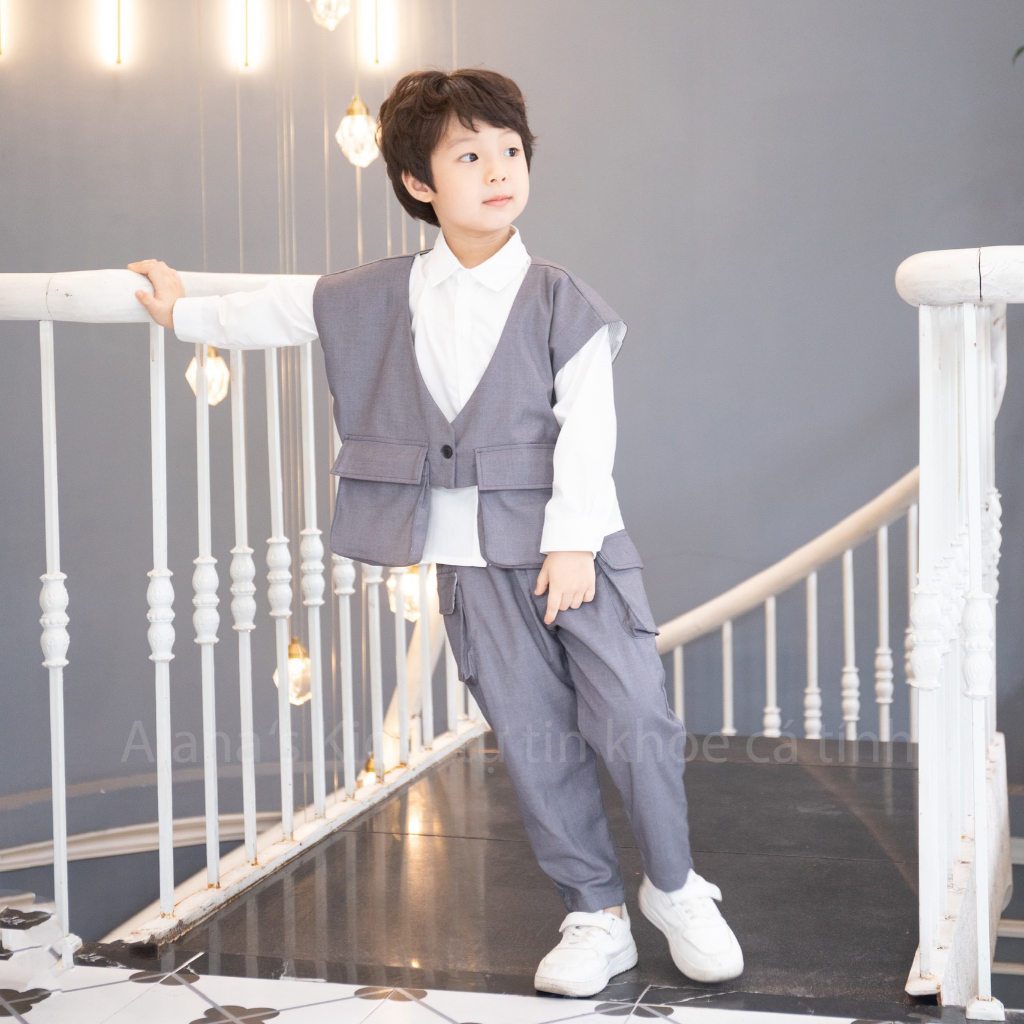 Set vest túi hộp cá tính cho bé trai, sản xuất trực tiếp bởi Alana's kids - Việt Nam