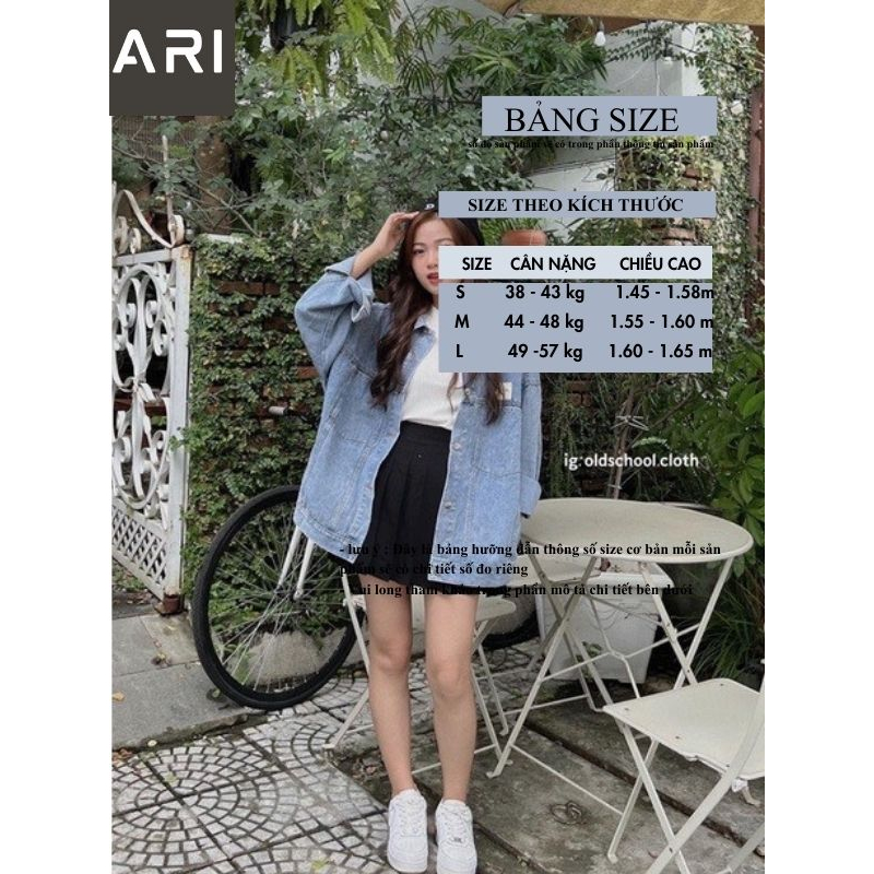 Áo khoác bò jeans phom rộng thêu logo kiểu dáng hàn quốc ulzzang -áo khoác jeans unisex cực xinh trẻ chung năng động-ARI