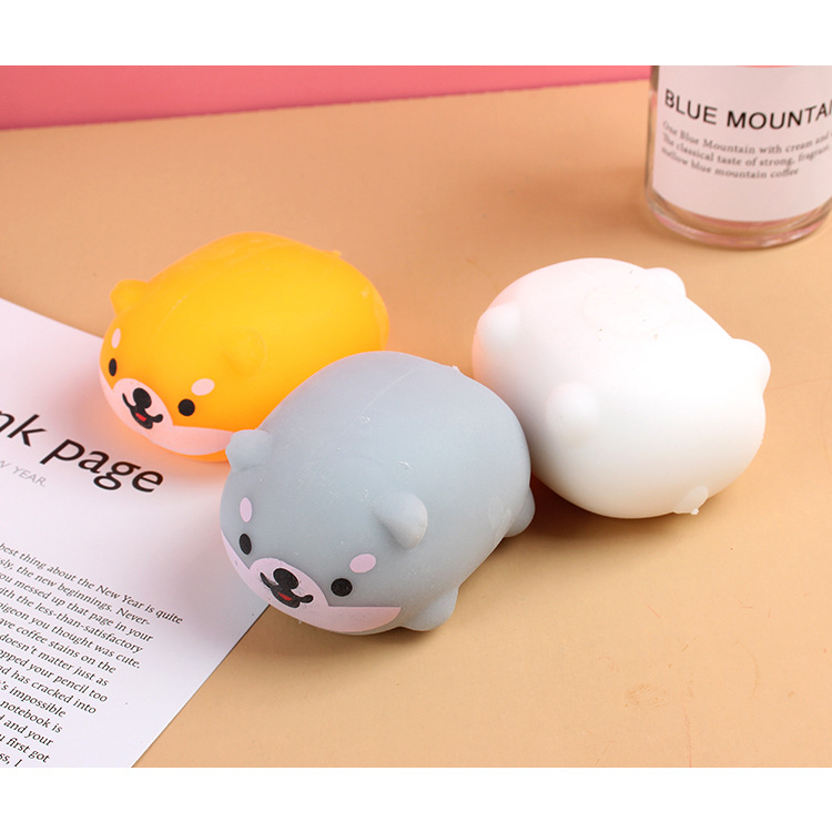 Squishy chó shiba inu bóp xả stress, đồ chơi bóp mềm hình chó 3 màu cam, xám, trắng giảm căng thẳng