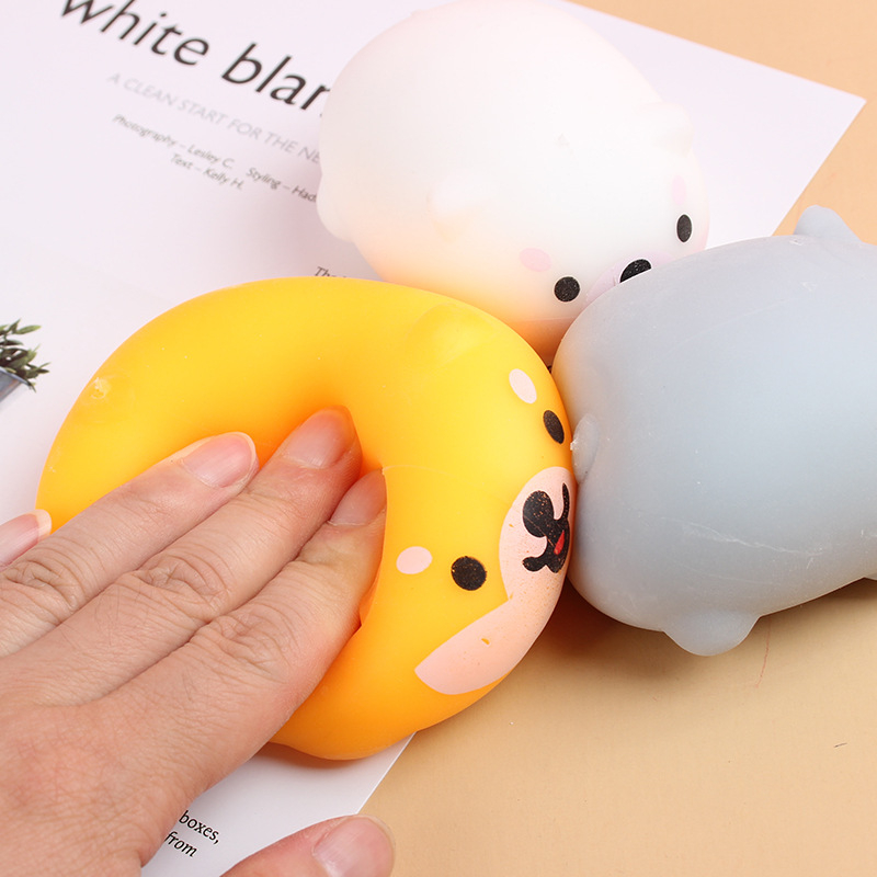 Squishy chó shiba inu bóp xả stress, đồ chơi bóp mềm hình chó 3 màu cam, xám, trắng giảm căng thẳng