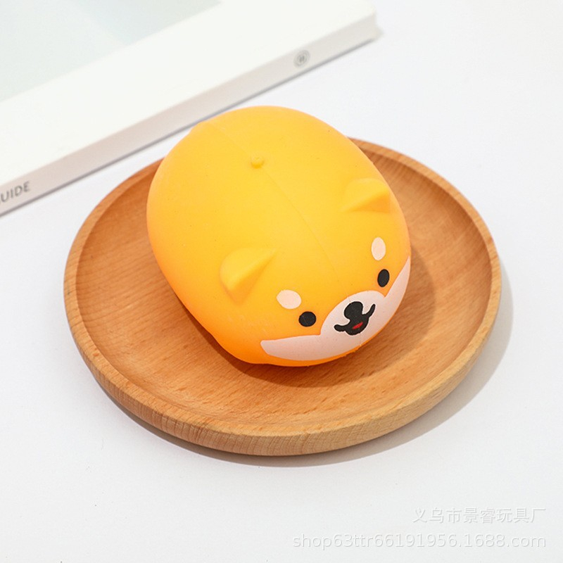 Squishy chó shiba inu bóp xả stress, đồ chơi bóp mềm hình chó 3 màu cam, xám, trắng giảm căng thẳng