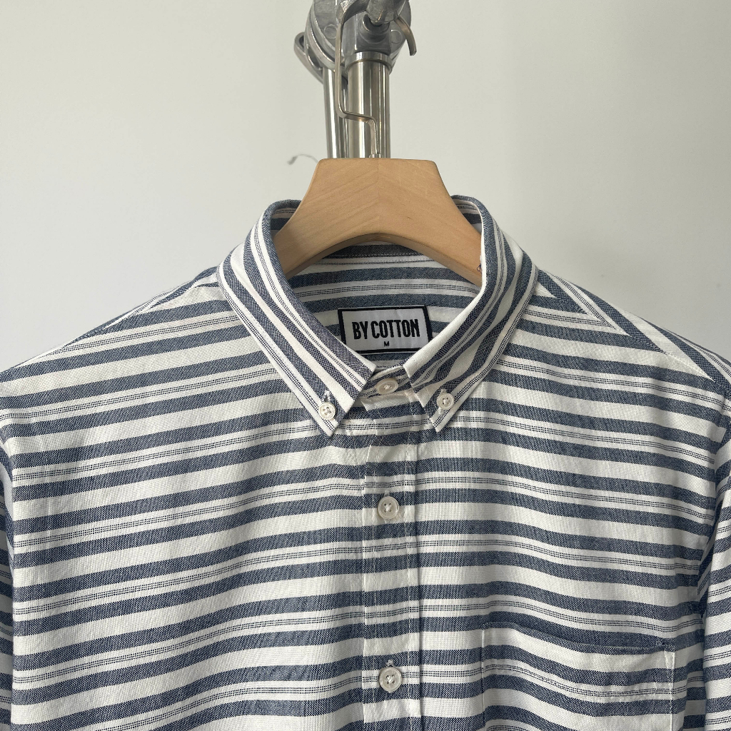 Áo Sơ Mi Nam Cao Cấp Blue Stripes Linen Shirt 0222 BY COTTON