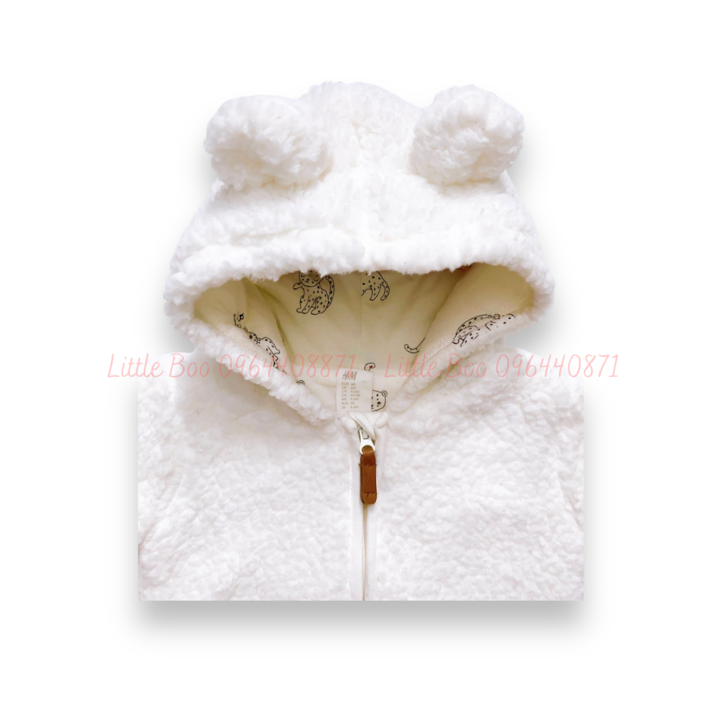 Áo khoác lông cừu HM tai gấu dư xịn siêu xinh cho bé trai bé gái 0-24M