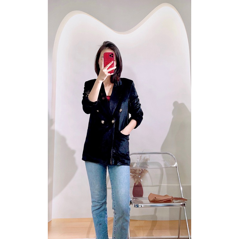 Áo vest blazer nhung hàng xuất xịn