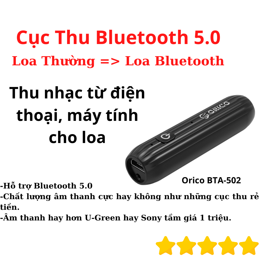 Bộ Thu Bluetooth Cho Ô Tô Hoặc Biến Loa Bình Thương Thành Loa Bluetooth ORICO BTA-502