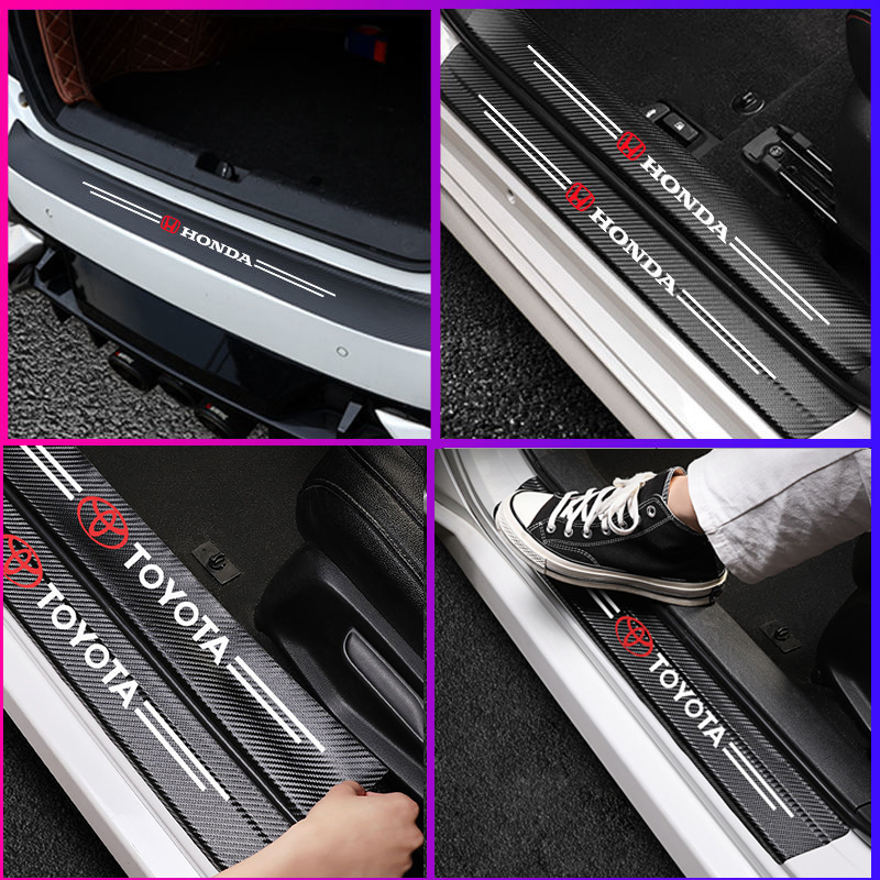 Bộ 9 miếng dán vân carbon nẹp cửa chống trầy xước bậc lên xuống oto xe hơi Mazda 3,Mazda 6,Mazda CX-5,CX-8,CX-30,BT50