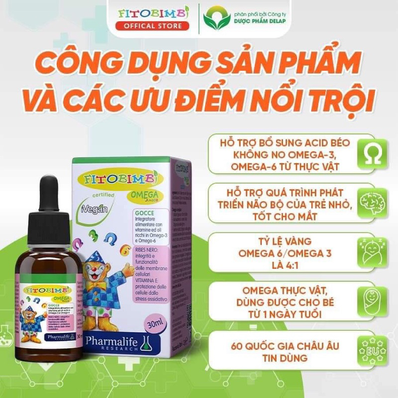 Omega Junior fimto giúp bé phát triển não bộ, mắt sáng , giúp bé phản xạ nhanh, nhanh biết nói thông minh sớm