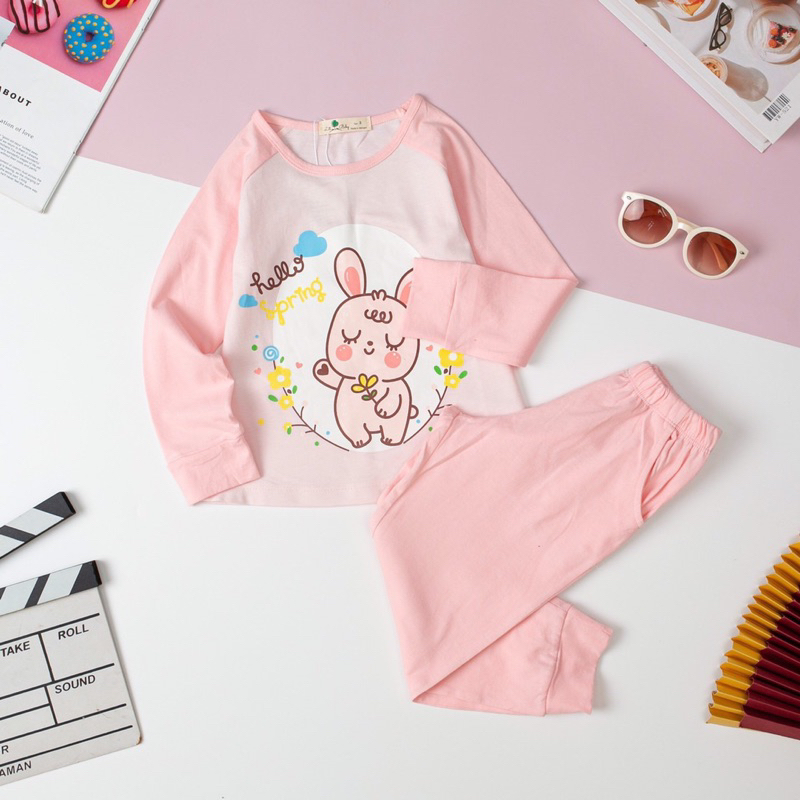 Bộ bé gái thu đông tay phối 3-10y . Chất cotton mềm mịn, thoáng mát, thấm hút mồ hôi, co giãn tốt