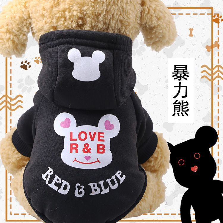 Áo cho chó mèo hoodie mùa đông lót nỉ bông ấm áp in hình ngộ nghĩnh