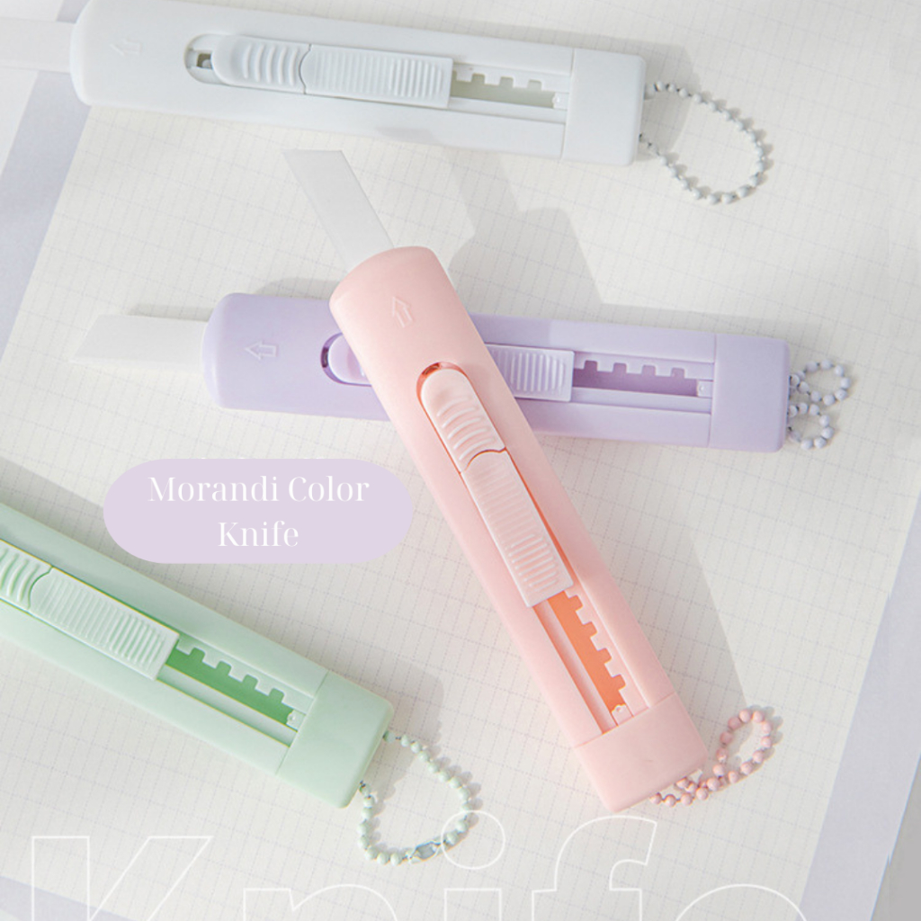 Dao Rọc Giấy ABS Màu Morandi Pastel Kèm Dây Treo