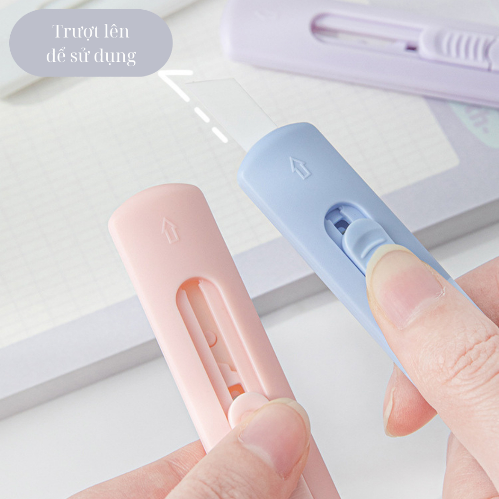 Dao Rọc Giấy ABS Màu Morandi Pastel Kèm Dây Treo