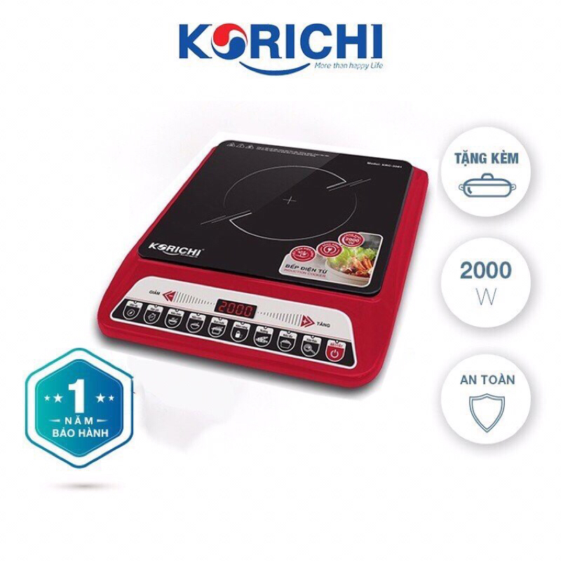 Bếp từ đơn KORICHI 3381 mặt kính cường lực bền đẹp, chế độ tự ngắt an toàn, hẹn giờ thông minh (TẶNG KÈM NỒI)