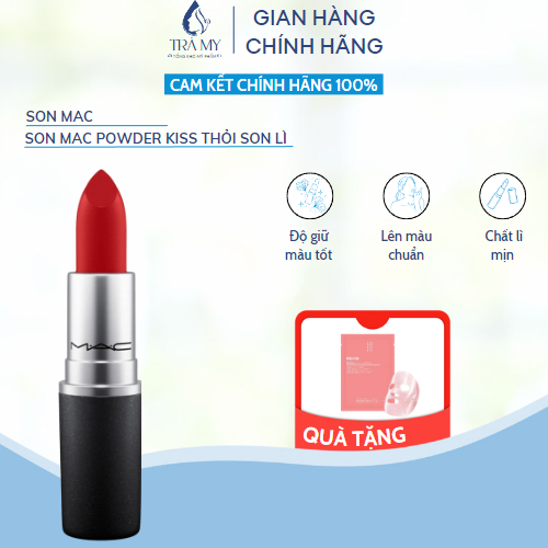 Son Mac Powder Kiss Trà My độ bám màu tốt chất lì mịn như nhung lâu trôi