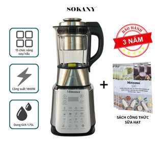 Máy xay nấu đa năng, máy làm sữa hạt Mitomo MSH-539V1, Công suất 1800W - Bảo hành 3 năm