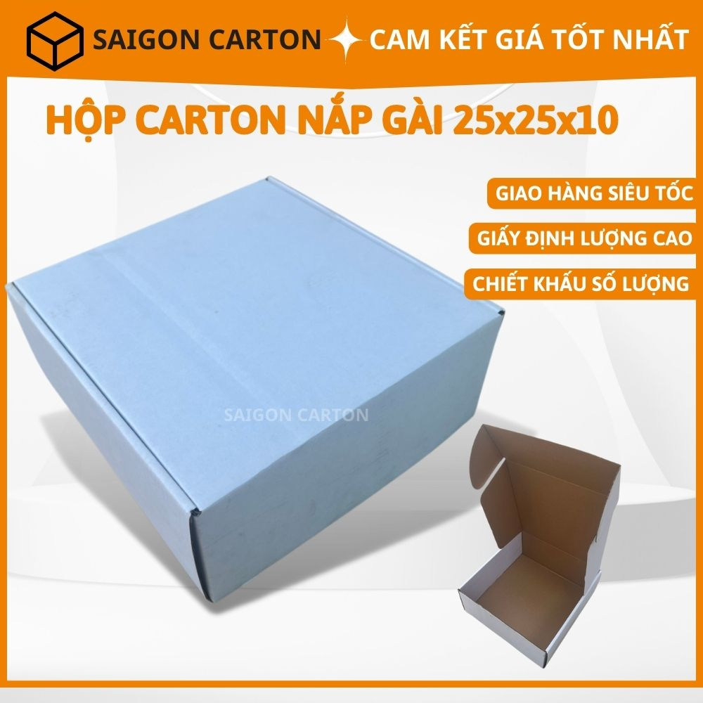 1 hộp NẮP GÀI MÀU NÂU size 25x25x10 - sản xuất bởi SAI GON CARTON