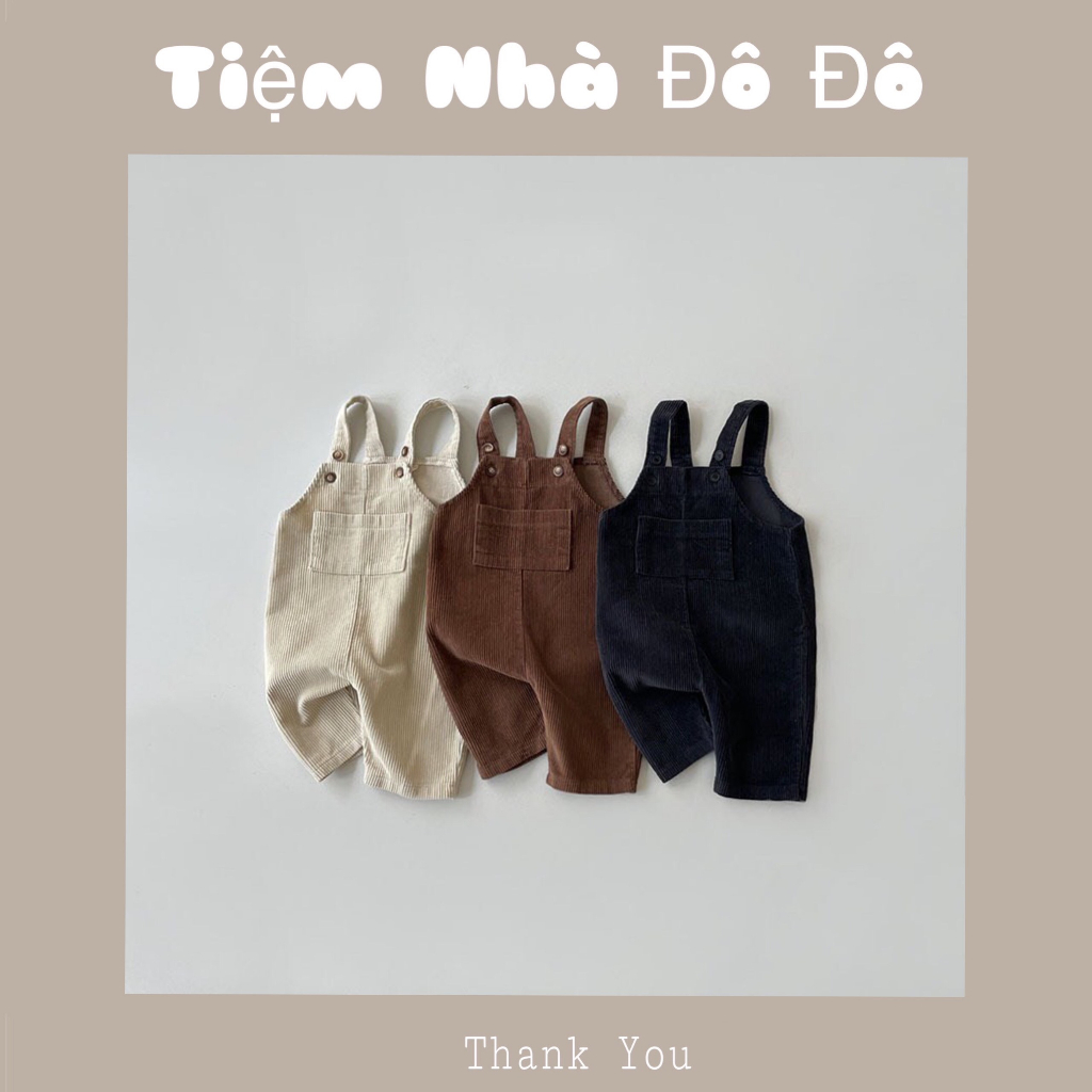 Quần yếm ă cho bé gái bé trai em bé sơ sinh vải nhung trơn hai dây cao cấp cho bé từ 6 tháng - 2 tuổi nặng 7 - 13kg