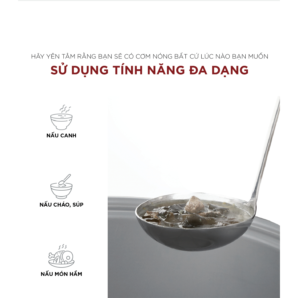 Nồi cơm điện tử Cuckoo CR-1055 1,8 lít màu trắng đỏ phiên bản tiếng Anh - Hàng Chính hãng Cuckoo Vina