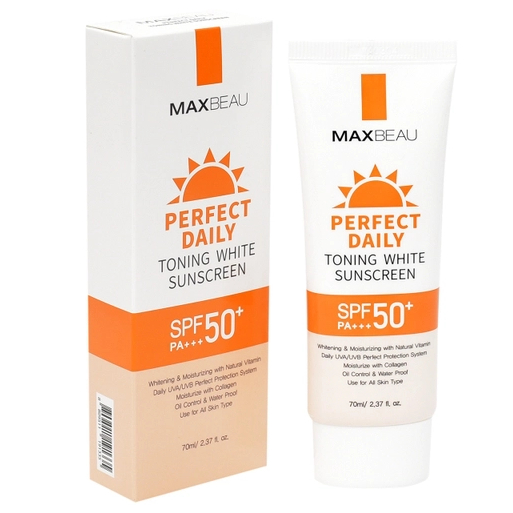Bộ 2 Hộp Kem Chống Nắng Trắng Da, Kiềm Dầu Nâng Tông Nâng Tone Benew MAXBEAU Toning White Sunscreen 70ml/ Hộp Hàn Quốc